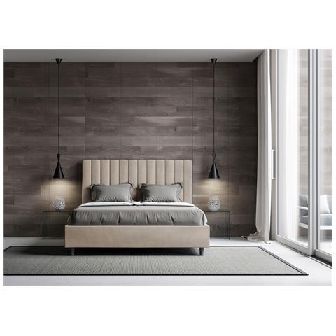 Letto Contenitore Imbottito 140x210 Microfibra Sabbia Agueda - Foto 2