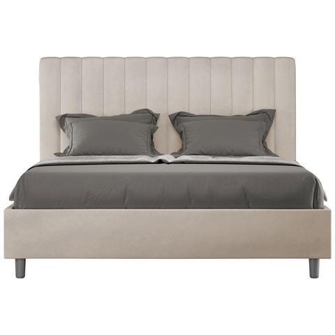 Letto Contenitore Imbottito 140x210 Microfibra Sabbia Agueda - Foto 1