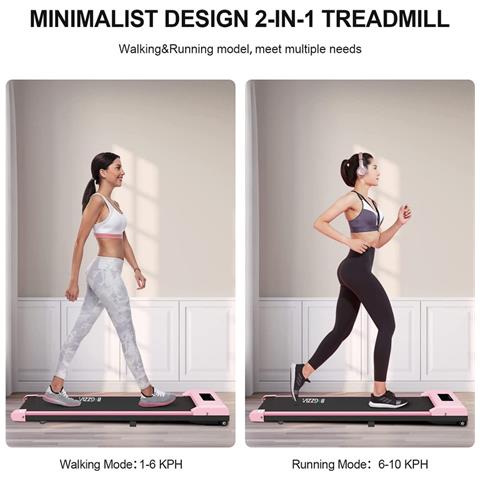 Tapis Roulant Elettrico Pieghevole,walking Pad 10 Km/h,tappeto Corsa Extra Large 42cm,con Telecomando E Display Lcd,telaio Rinforzato And 220lb Max Weight For Home Office Exercise - Rosa - Foto 5