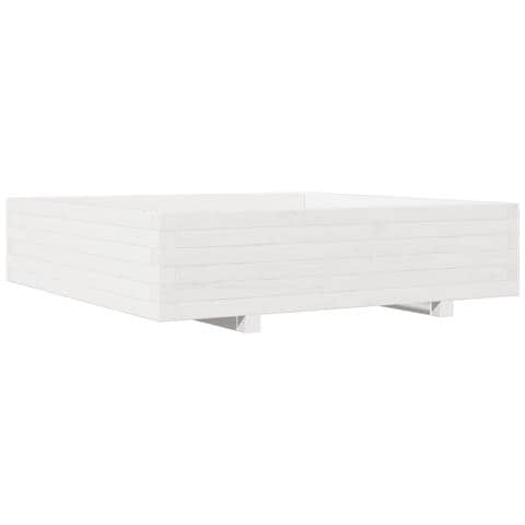 Fioriera da Giardino Bianca 100x100x26,5cm Legno Massello Pino - Foto 1