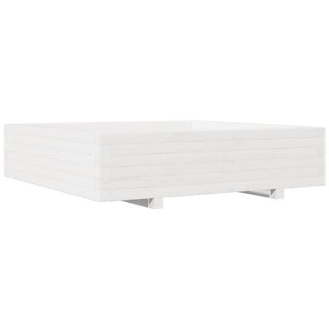 Fioriera da Giardino Bianca 100x100x26,5cm Legno Massello Pino - Foto 2