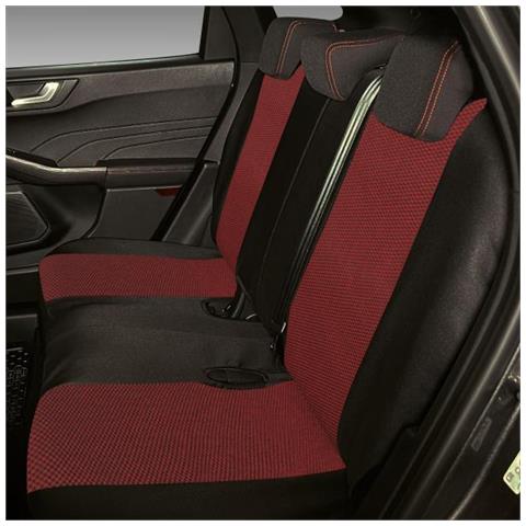 Serie Completa Coprisedili Fast&smart Tg. Media Tess. Misto Cotone Nero/rosso - Foto 3