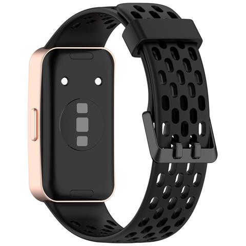 Cinturino Di Ricambio Per Huawei Band 10/9/8 - Design Traspirante Con Fori Black - Foto 1