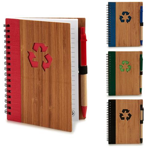 Pack 4 Quaderni In Bamboo Riciclato E Penna 16x12cm S4 - Foto 1