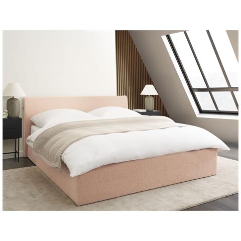 Letto Contenitore Bouclé Orbey 160 X 200 Cm Beige - Foto 1