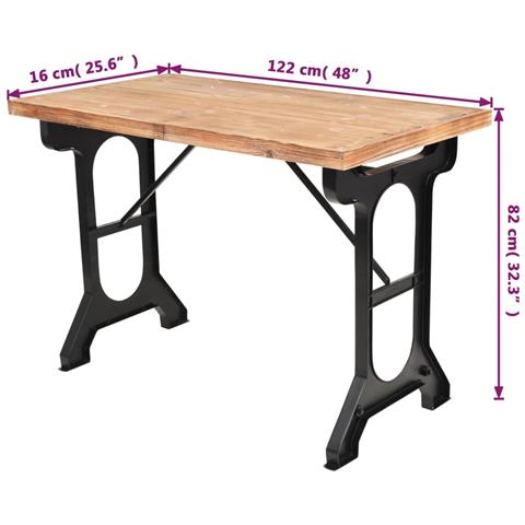 Tavolo Da Pranzo Con Piano In Massello Di Abete 122x65x82 Cm - Foto 7