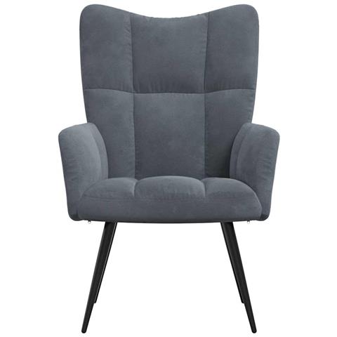 Sedia Relax Grigio Scuro In Velluto - Foto 2