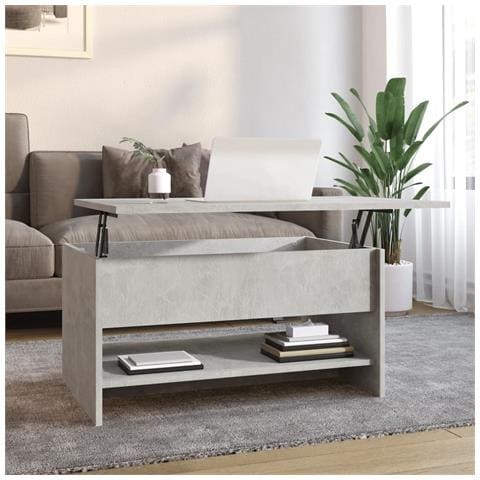 Tavolino Da Salotto Grigio Cemento 80x50x40cm Legno Multistrato - Foto 8