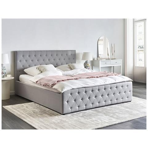 Letto Contenitore Tessuto Amiens 180 X 200 Cm Grigio Chiaro - Foto 1