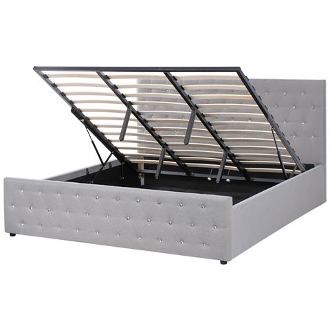 Letto Contenitore Tessuto Amiens 180 X 200 Cm Grigio Chiaro - Foto 2