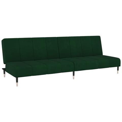Divano Letto a 2 Posti Verde Scuro in Velluto - Foto 1