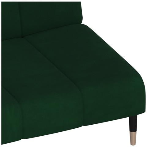 Divano Letto a 2 Posti Verde Scuro in Velluto - Foto 9