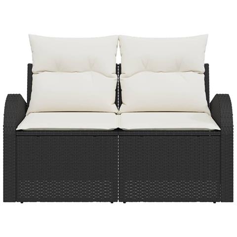 Divano da Giardino 2 Posti con Storage & Cuscini Nero Rattan Sintetico - Foto 1