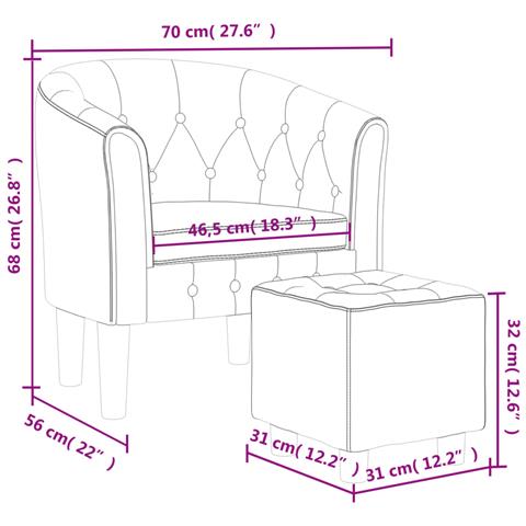 Poltrona Cabriolet con Poggiapiedi Nera in Velluto - Foto 8