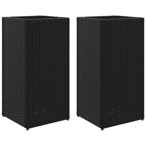 Fioriere da Giardino 2 pz Nere 30x30x60 cm in Polyrattan - Foto 1
