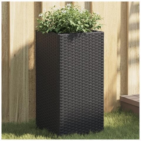 Fioriere da Giardino 2 pz Nere 30x30x60 cm in Polyrattan - Foto 2