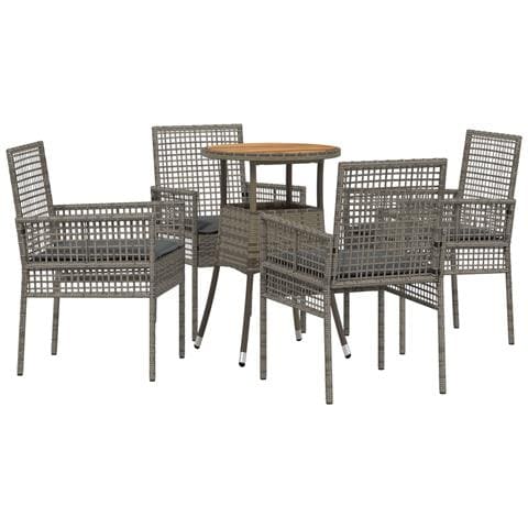 Set da Pranzo da Giardino in 5 Pezzi Grigio in Poliratano - Foto 1