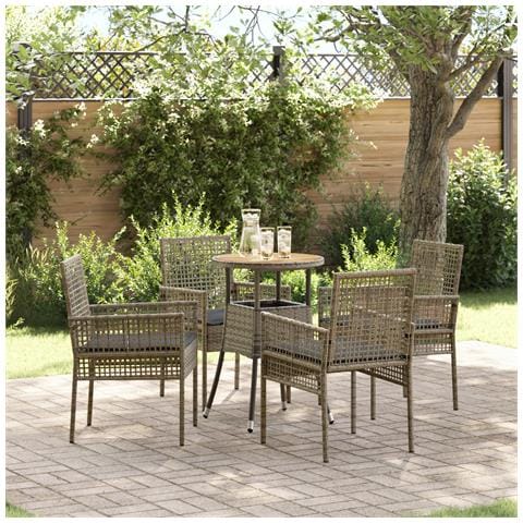 Set da Pranzo da Giardino in 5 Pezzi Grigio in Poliratano - Foto 2