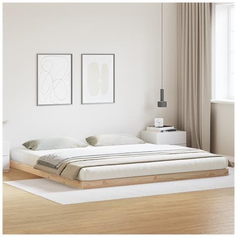 Struttura Letto Floor 200x220 cm in Legno Massello di Pino - Foto 2