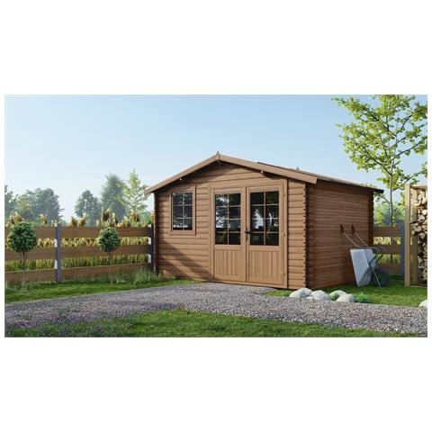 Casetta Da Giardino In Legno - 11.7m2 - 3.9x3m - Impregnata - 34mm - Colore: Marrone - Foto 1
