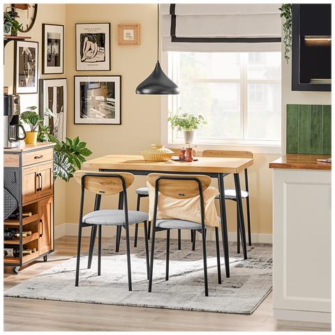 Set Tavolo Da Pranzo Con 4 Sedie, Compatto Per Piccoli Spazi, Interni Ed Esterni - Foto 7