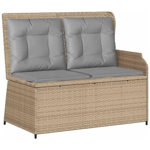 Panchina da giardino con cuscino Beige Poly Rattan - Foto 1