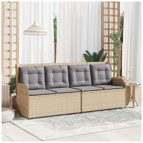 Panchina da giardino con cuscino Beige Poly Rattan - Foto 2