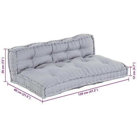 Cuscino per Divano Pallet 2 pcs Grigio Tessuto - Foto 7