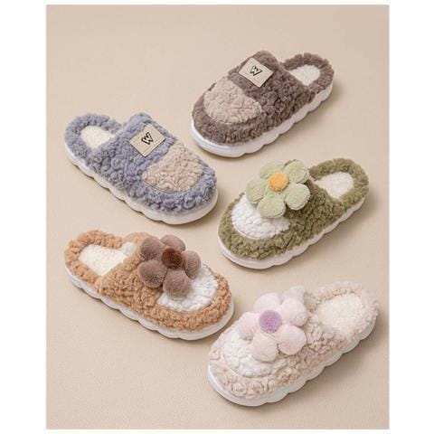 Pantofole Di Cotone Peluche Girasole - Calde, Con Suola Spessa E Antiscivolo Per Interni Per Autunno E Inverno Green 38 - Foto 3