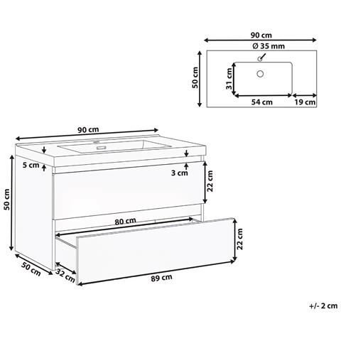 Mobile Lavabo A Parete Con Lavabo Tota 90 Cm Bianco - Foto 7