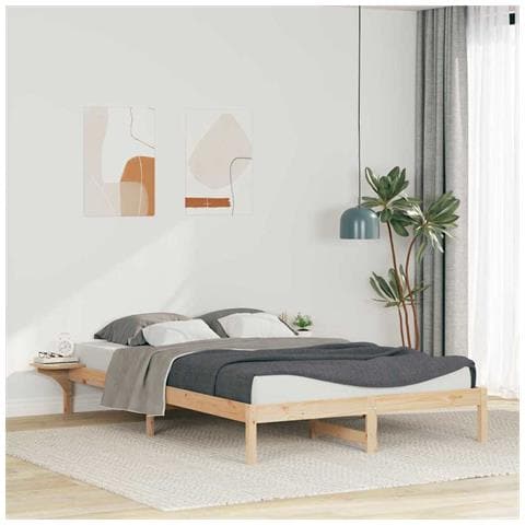 Letto con Tavolini Laterali Naturale 160 x 220 cm Pino massello - Foto 2