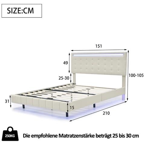 Letto Con Effetto Fluttuante E Luci Led Telecomandate - Foto 2