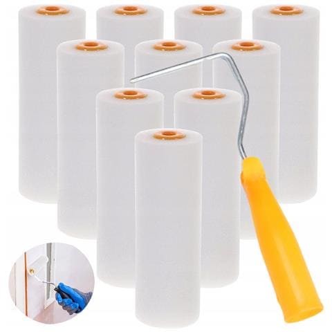 Set Di Rulli Per Verniciatura 10 Cm - 10 Rulli In Poliuretano + Manico + Nastro Adesivo Blu 40 Mm | Per Vernici E Smalti A Base D'acqua - Foto 8