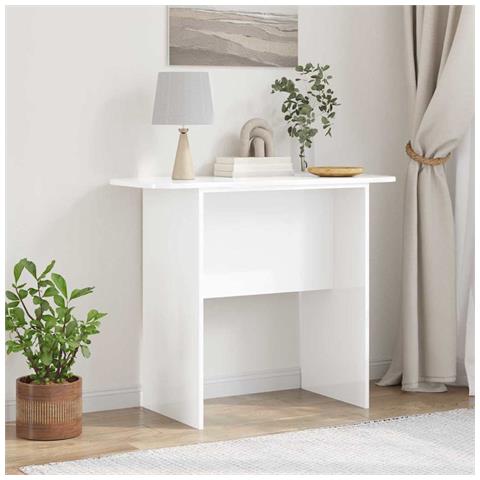 Tavolo consolle Bianco Lucido 93 x 40 x 75 cm Legno multistrato - Foto 2