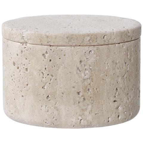 Portagioie In Travertino Naturale Con Coperchio Ø10x6,5 Cm - Foto 1