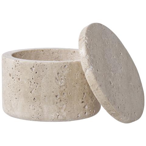 Portagioie In Travertino Naturale Con Coperchio Ø10x6,5 Cm - Foto 2