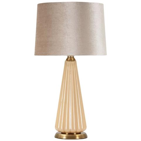 Lampada Da Tavolo Perly -a- In Vetro Perlato Rigato Con Paralume In Velluto Ø 36,5 Cm - Foto 1