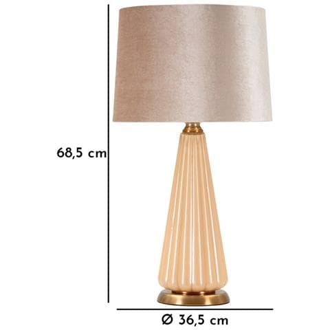 Lampada Da Tavolo Perly -a- In Vetro Perlato Rigato Con Paralume In Velluto Ø 36,5 Cm - Foto 7