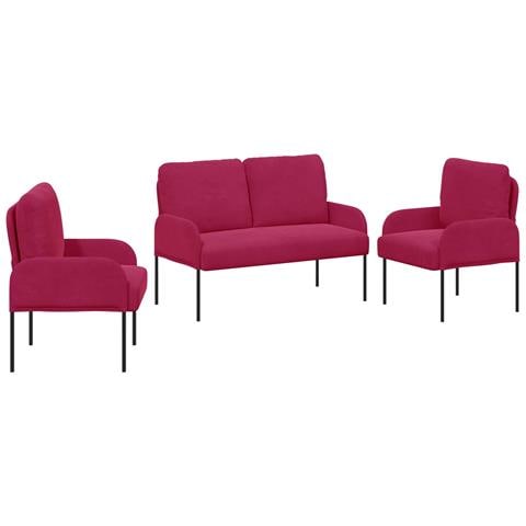 Set divani 3 pcs Rosso Vino 115 x 56 x 80 cm Legno compensato - Foto 1