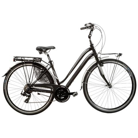 Bici Da Donna Misura 28 City Bike Bicicletta Aura21v Linea Aura Telaio In Alluminio Cambio 21v Completa Di Accessori Luci Led - 50 Nero Opaco - Foto 1