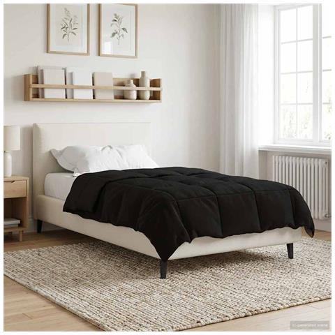 Duvet Invernale Trapuntato Nero 140 x 220 cm Microfibra - Foto 2
