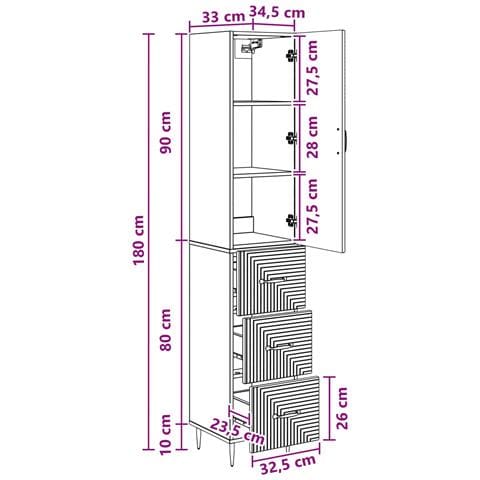 Set di armadi 2 pcs Legno antico 33 x 34,5 x 90 cm - Foto 8