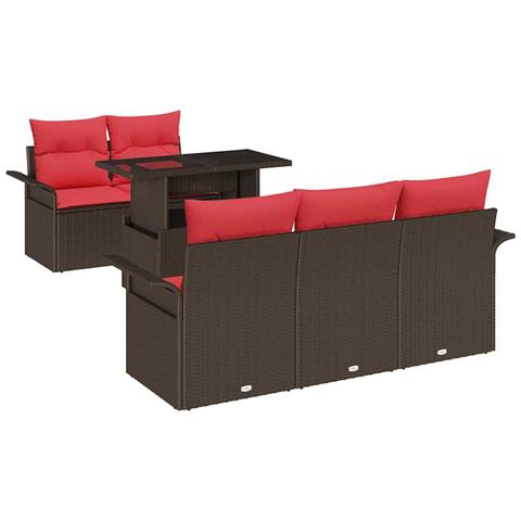 Set Divano da Giardino con cuscino 6 pcs Marrone polyrattan - Foto 1