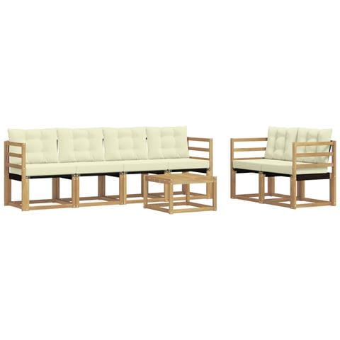 Set di divani da esterno con cuscino 7 pcs Bianco e Crema - Foto 1