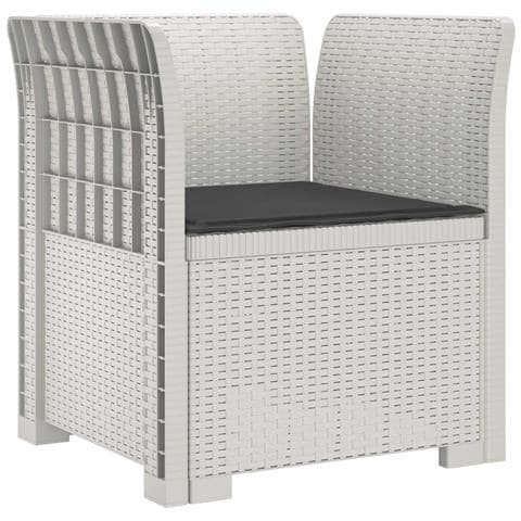 Poltrona a 1 Posto con Cuscino Aspetto Rattan PP Bianco - Foto 1