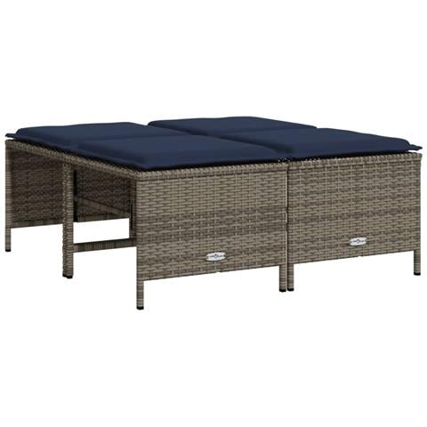 Sgabelli da giardino con Cuscini 4 pz in Polyrattan Grigio - Foto 1