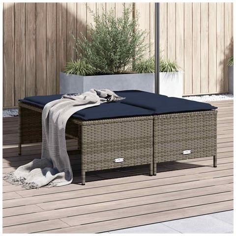 Sgabelli da giardino con Cuscini 4 pz in Polyrattan Grigio - Foto 2