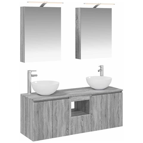 Set di Armadi da Bagno 5 pcs Sonoma grigio 50 x 14,5 x 70 cm - Foto 1