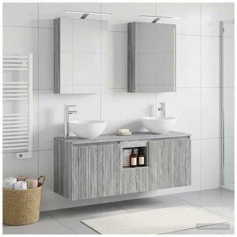 Set di Armadi da Bagno 5 pcs Sonoma grigio 50 x 14,5 x 70 cm - Foto 2