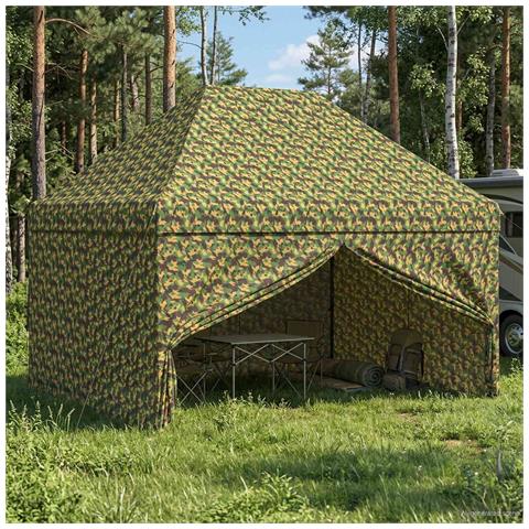 Tendone con 4 Pareti Laterali 2,95 x 4,1 m Camouflage Militare - Foto 2